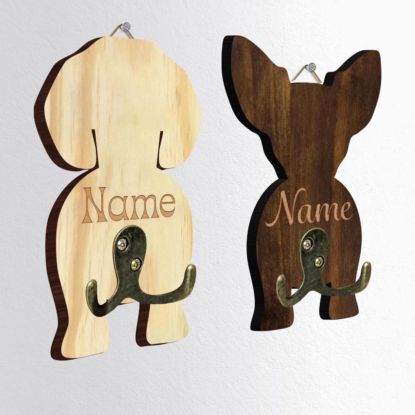 Dog Leash Holder Wall Mount, Pet Harness Hanger with Scrabble Letters, Dog Collar Organizer for Entryway, Memorial Cat Leash Holder for Wall, Pet Loss Gifts, Keepsake, Home Decor PF212-NAT