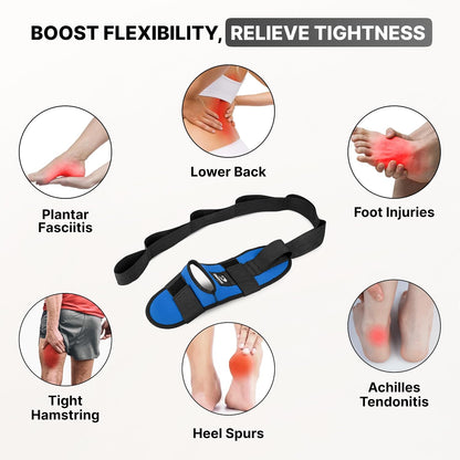 DMoose Fitness Foot & Calf Stretcher with Adjustable Padded Stretching Strap for Plantar Fasciitis, Hamstring, Heel Spurs and Achilles Tendonitis Relief - Yoga Leg Stretch Strap for Flexibility