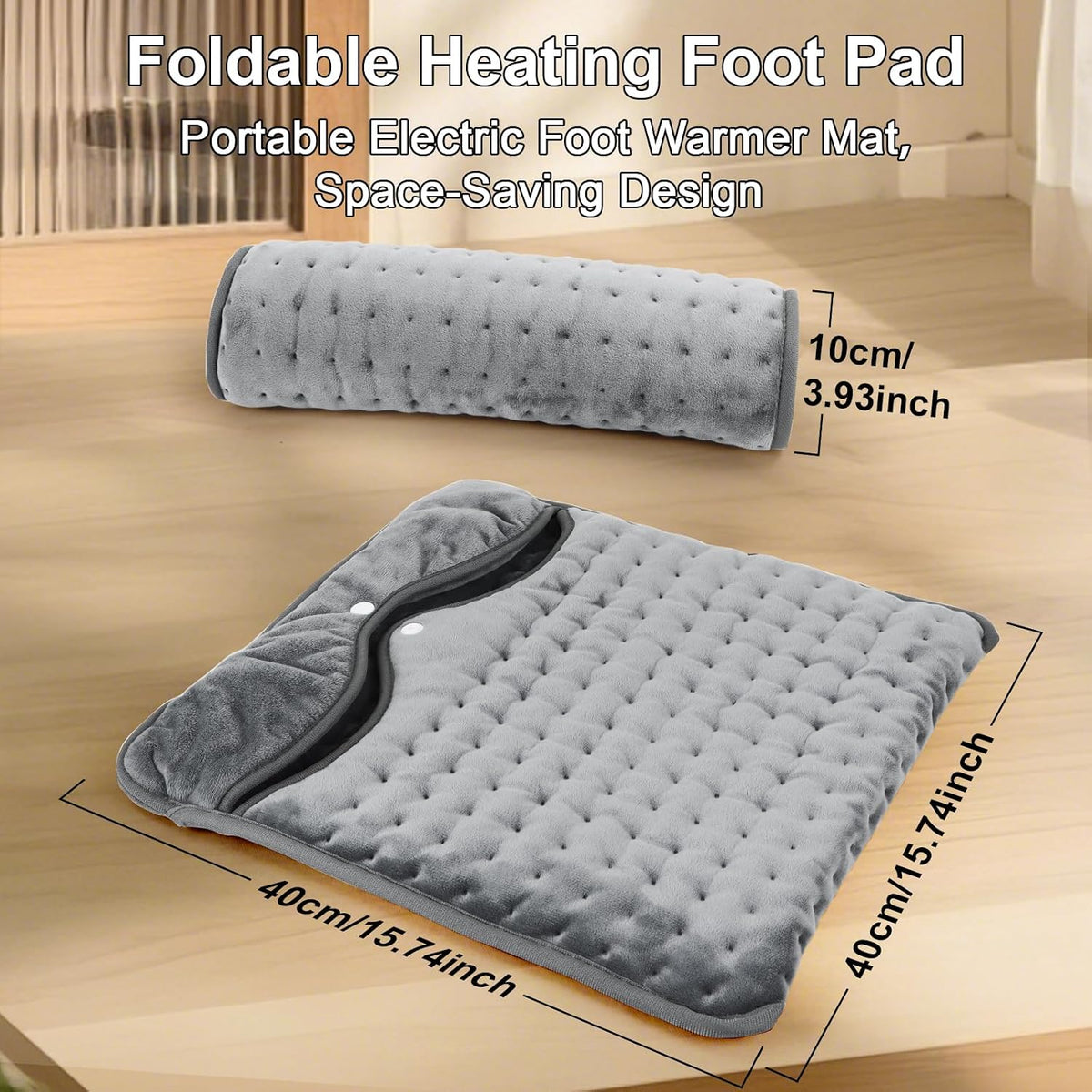 Qoosea Electric Heated Foot Warmers for Men and Women 16"x16" Double Layer with 6 Temperature & 4 Timer Settings Fast Heating for Home Office Under Desk Bed Machine Washable Feet Warmers