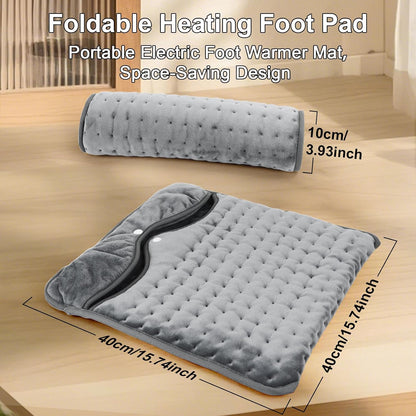 Qoosea Electric Heated Foot Warmers for Men and Women 16"x16" Double Layer with 6 Temperature & 4 Timer Settings Fast Heating for Home Office Under Desk Bed Machine Washable Feet Warmers