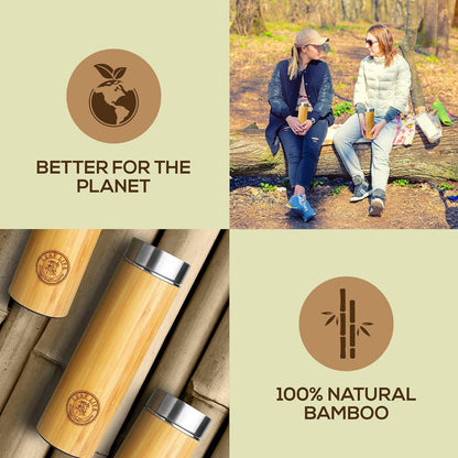 Leaflife Premium Bamboo Tea Infuser Bottle for Loose Tea - Tea Gifts