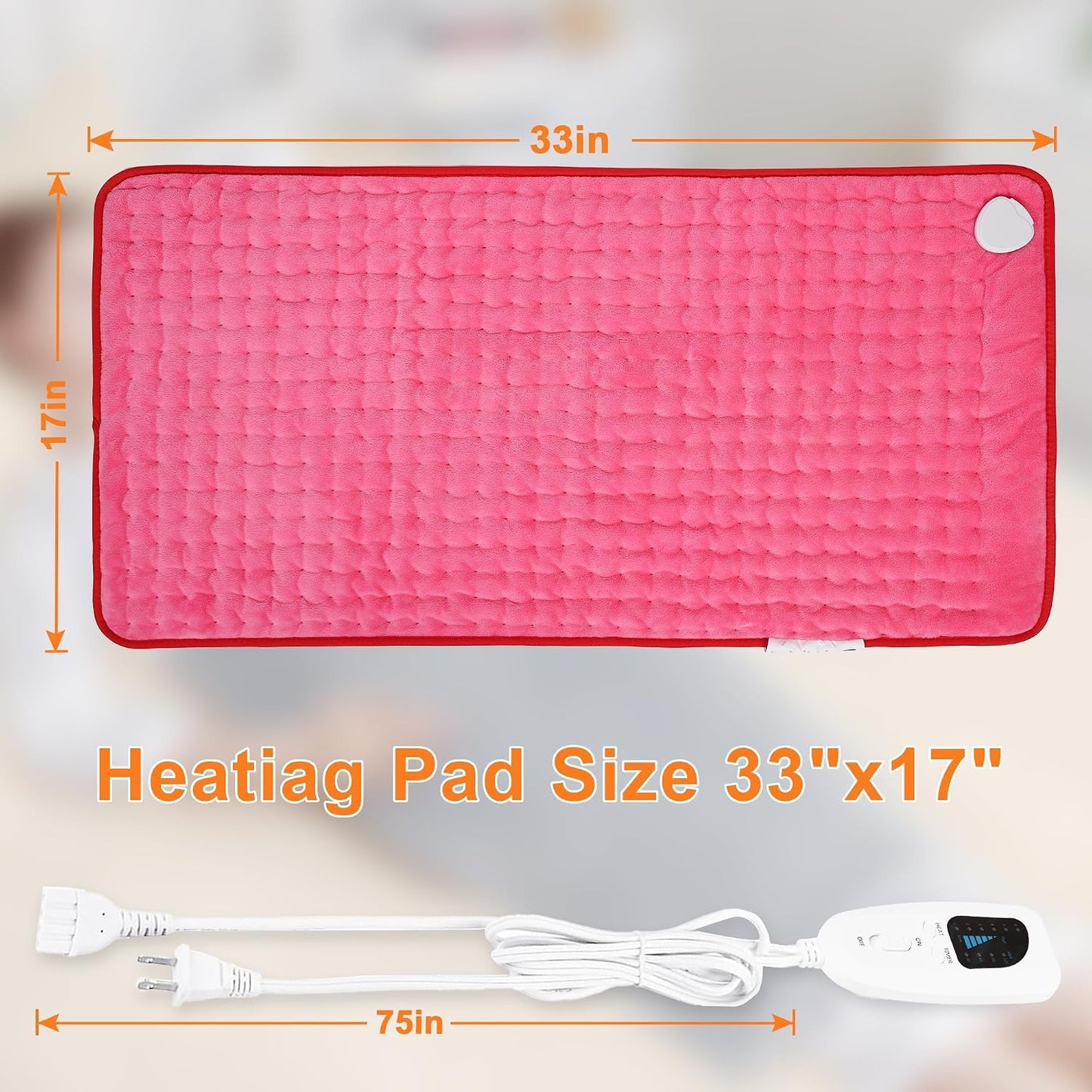 Heating Pad,Heated Blanket,Heating Pad for Back Neck,Grey,24x12 Inch | Electric Heating Pad,Dry/Moist Heat Heating Pads,Heating Pads for Shoulder,Abdomen,Heat Pad for Women Men,Birthday Gift