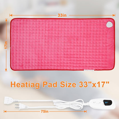 Heating Pad,Heated Blanket,Heating Pad for Back Neck,Grey,24x12 Inch | Electric Heating Pad,Dry/Moist Heat Heating Pads,Heating Pads for Shoulder,Abdomen,Heat Pad for Women Men,Birthday Gift