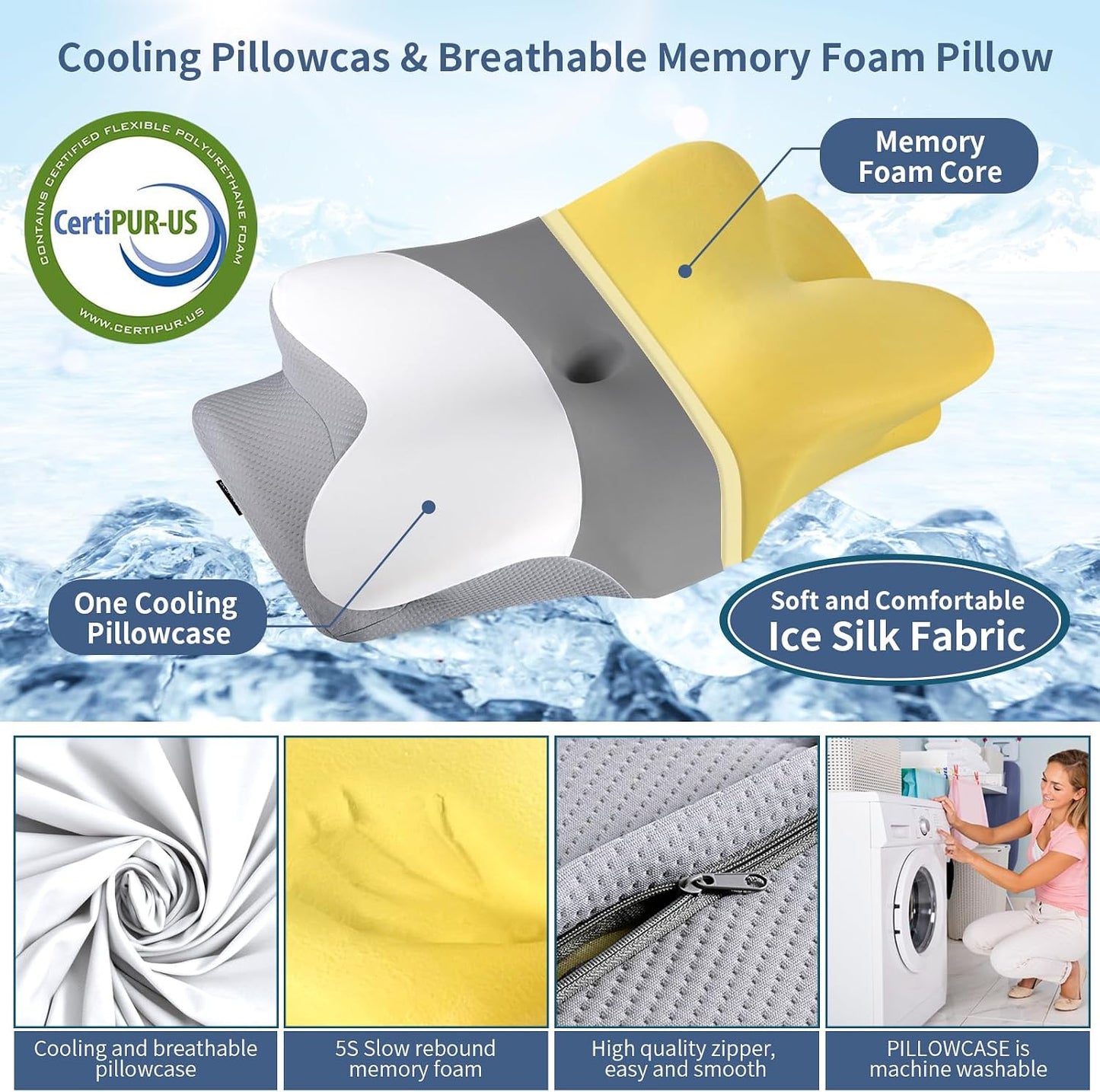 Cervical Pillow for Neck Pain Relief, Ergonomic Neck Pillow for Sleeping | Cooling Memory Foam Pillows for Neck Support,Orthopedic Contour Bed Pillow for Side Back Stomach Sleepers