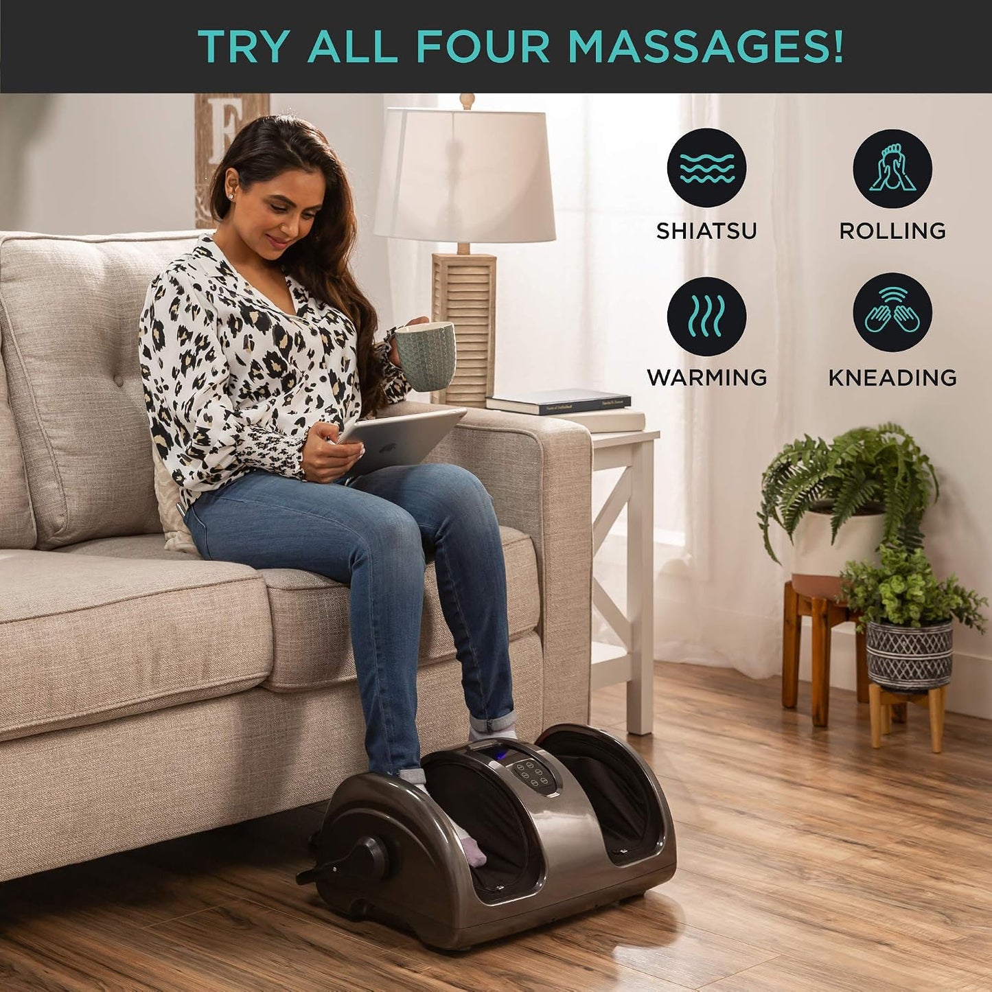 Best Choice Products Shiatsu Foot Massager with Heat for Plantar Fasciitis & Neuropathy, Kneading Foot & Calf Massager with Remote, 360° Adjustable Handle, Rolling & Compression Massage - Navy