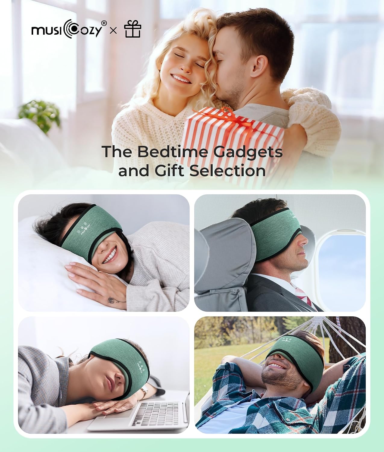 MUSICOZY Sleep Mask with Bluetooth Headphones Eyemask for Side Slippers | Bamboo Cotton Sleeping Headphone,Wireless Earphones with HD Stereo Speakers Blackout Eye Masks Earbuds for Men and Women