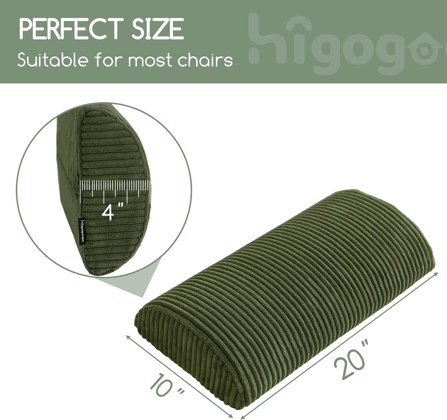 HIGOGOGO Lumbar Support Pillow for Recliner Chair/Accent Chair/Couch, Memory Foam Back Support Cushion for Elderly, Recliner Cushions for Back Rest, Pain Relief, Reading, Washable Cover, Brown