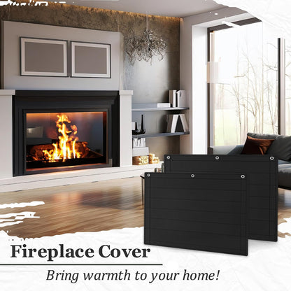Black Fireplace Blanket for Heat Loss & Save Energy - Indoor Fireplace Air Blocker Safety Cover for The Living Room | Year-Round Comfort, 39x32