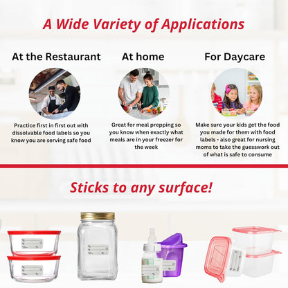 2x1 Dissolvable Food Labels, 1000 Food Container Stickers, Blue | Ideal for Fridge Freezer & Pantry, Organize Prepped Meals & Leftovers Easily, Adheres Well, Dissolves Fast with Zero Residue