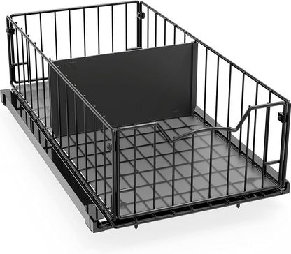 Simple Houseware Pull-Out Cabinet Sliding Basket, 17.2Dx9.7Wx5H, Chrome | Ideal for Kitchen and Bathroom Cabinet Storage Organizer, Under Sink or Pantry Organization