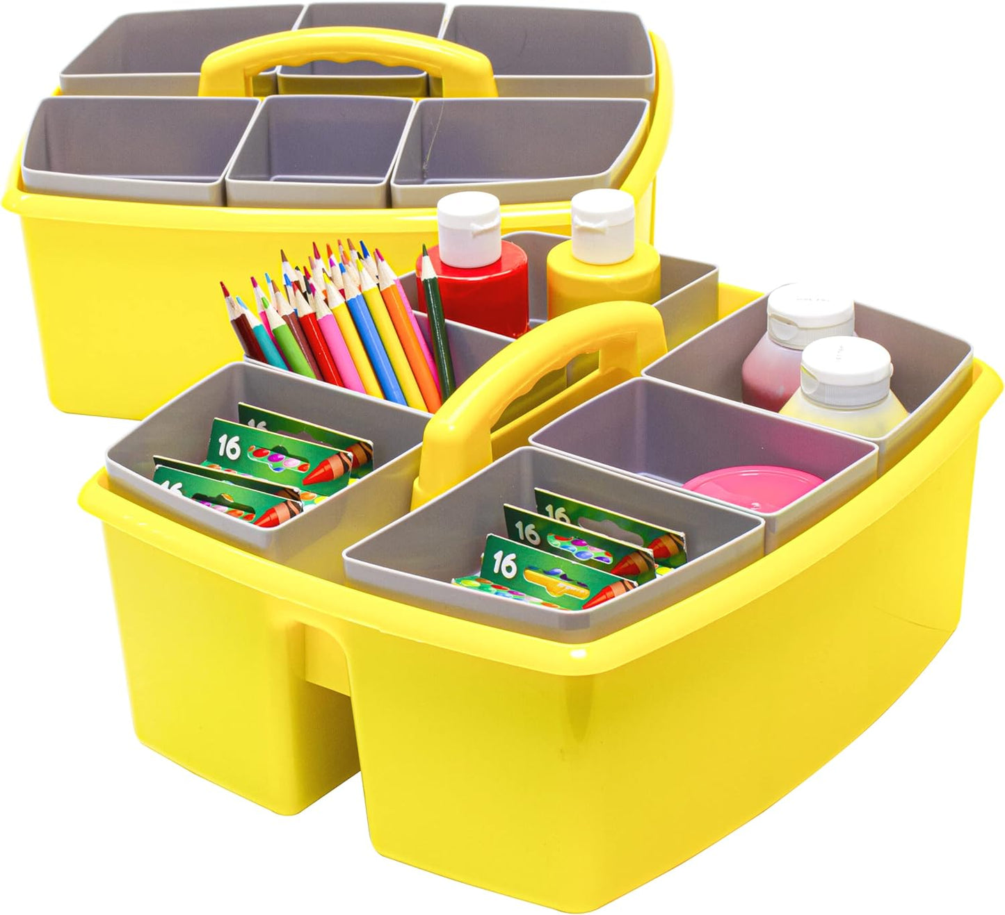 Storex 2-Compartment Large Cleaning Caddy – Multipurpose Supply Organizer with Handle - Black, 1-Pack (00973A06C)