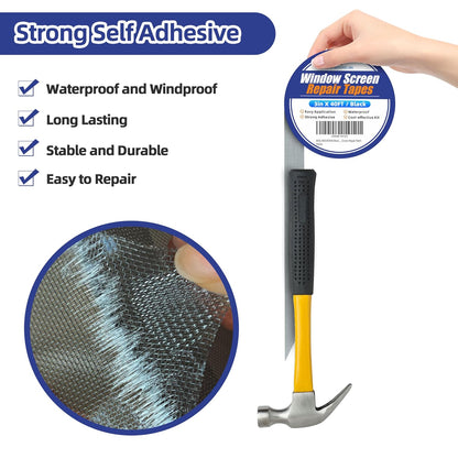 KING MOUNTAIN Grey Window Screen Repair Tape,3inX20FT Heavy Duty Screen Repair Kit for Window Screen and Screen Door Tears Holes,Strong Adhesive & Waterproof Window Screen Patch