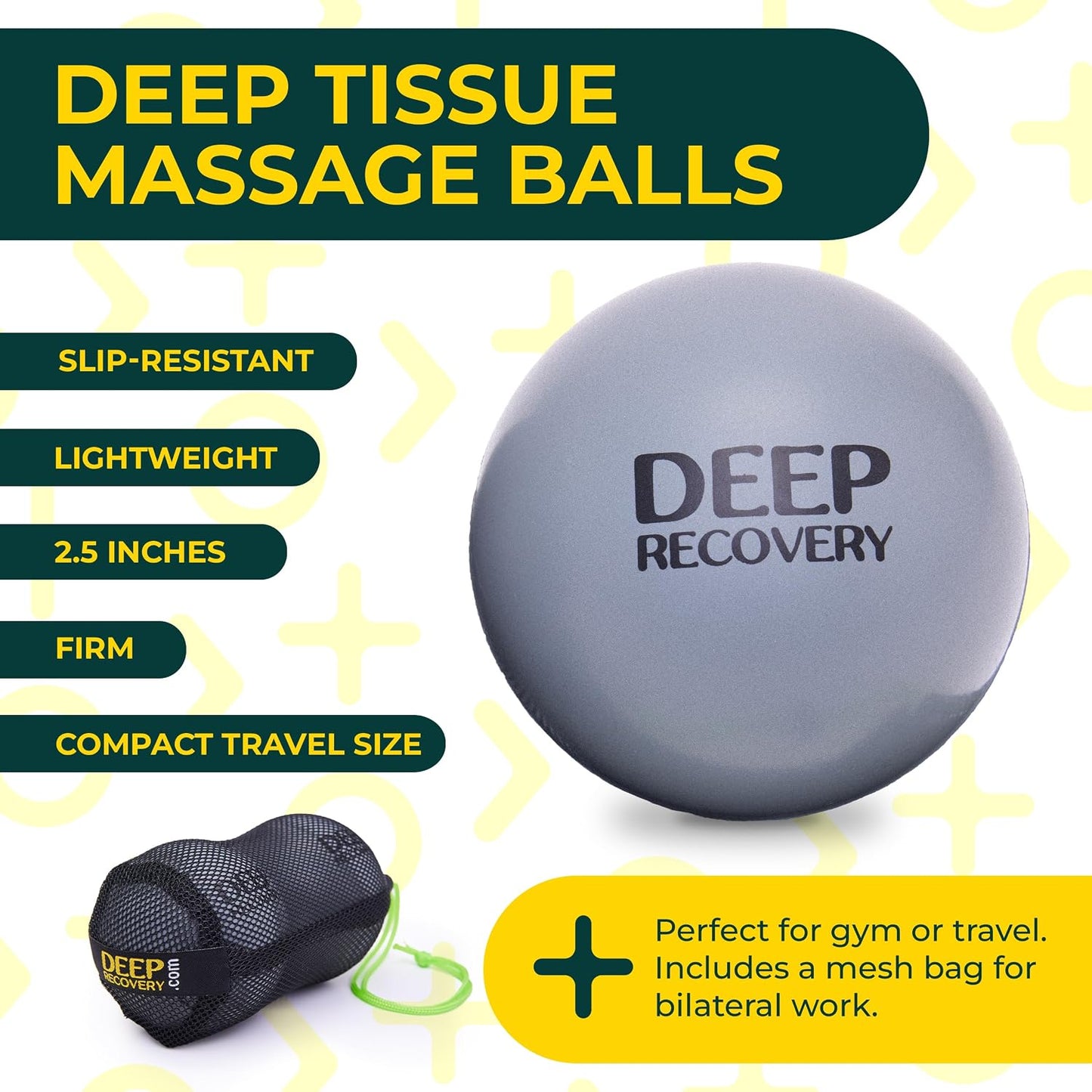 Yoga Deep Tissue Massage Ball Set, Firm Density – 2.9-Inch Myofascial Release Balls for Feet, Back, Neck, Legs & Arms – Trigger Point & Mobility Therapy (2-Pack)