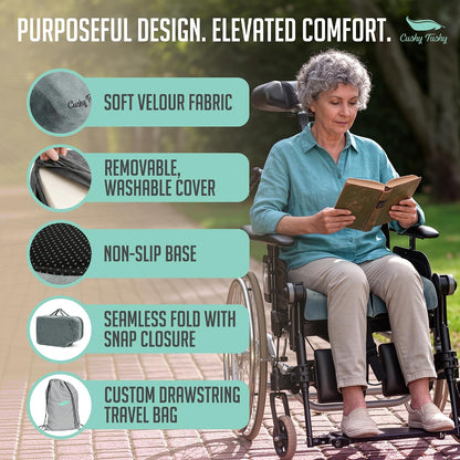 Cushy Tushy Premium Foldable Travel Seat Cushion - for Relief of Lower Back, Sciatic, Butt and Tailbone Pain - for Home & Office Use, Perfect for Travel or Driving - Coccyx Seat Cushion