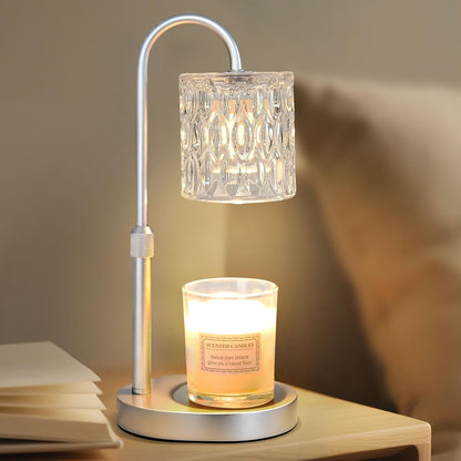 Dreamholder Electric Candle Warmer Lamp with Timer & Dimmer, Adjustable Height Wax Melt Warmer for Jar Candles, Wood Base Candle Melter, Floral Home Decor Gifts for Women, Mom, Natural Wood