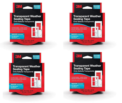 3M Indoor Transparent Weather Sealing Tape, 1.5 in x 30 ft | For Interior Windows and Doors, Moisture Resistant Tape, Helps Reduce Energy Loss, Seals Cracks, Made in the USA