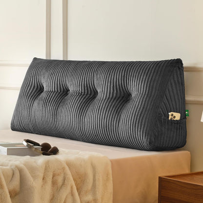 Z-hom Headboard Pillow, Wedge Backrest Cushion, Queen Size,NO Roll Pillow | Grey Triangular Backrest Cushion Equipped,NO Roll Pillow,Ideal for Reading,Sitting Up in Bed&Filling Headboard Gaps