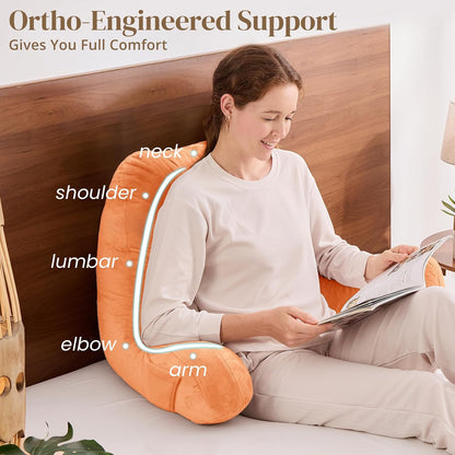 Sasttie Reading Pillows for Sitting in Bed Adult, Back Pillow Bed Sitting Up, Back-Rest Support Cushion for Sit Up on Couch, Sofa, and Floor, Dorm Essentials, Oeko-Tex Certified, Dark Grey