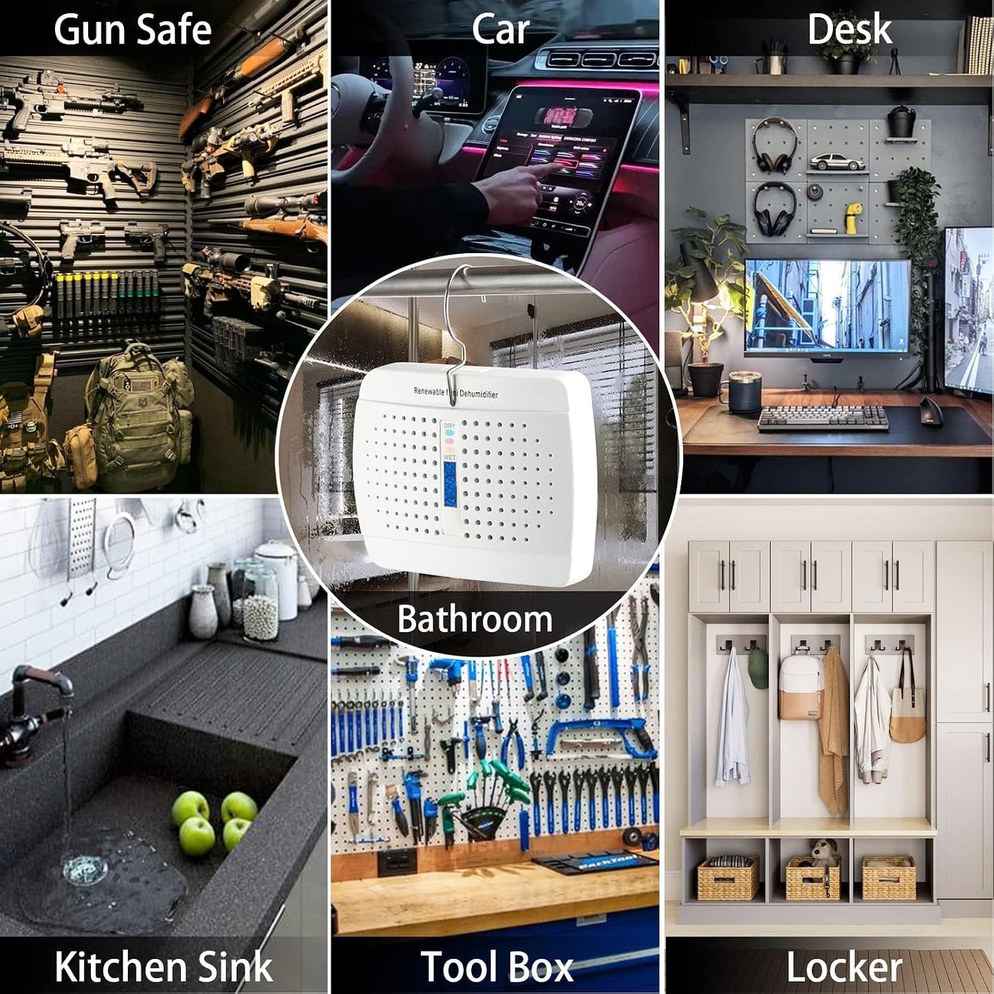 Small Dehumidifier, Moisture Absorber for Closed Spaces, Cabinet, Closet and Bathroom, Renewable Mini Dehumidifiers for Gun Safe, Rust Prevention