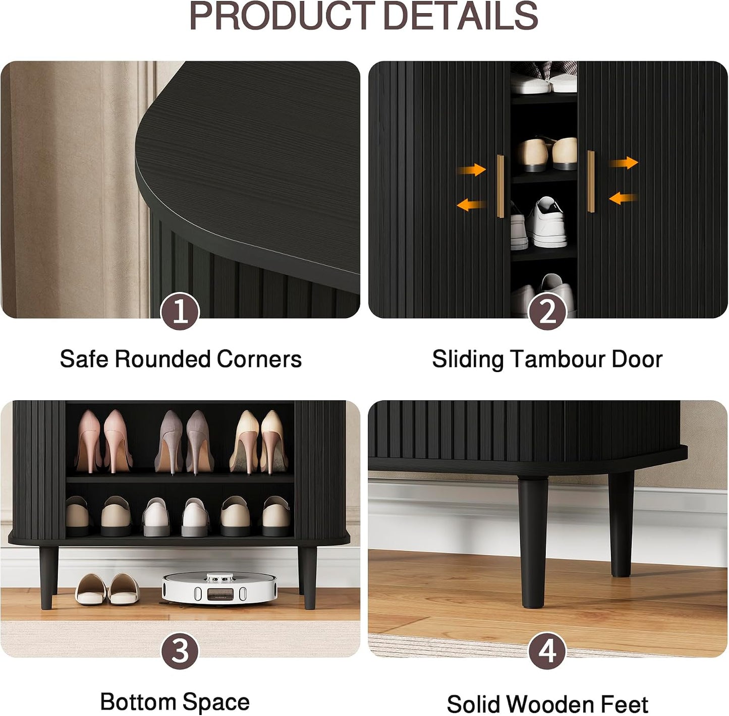 DHH Shoe Storage Cabinet with Sliding Door, 6-Tier Shoe Cabinet with Adjustable Shelves, Modern Freestanding Shoe Storage Organizer for Entryway, Hallway, Living Room (Walnut, 47 ")