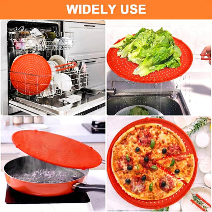 Silicone Splatter Screen for Frying Pan,Grease Splatter Guard,Heat-Resistant Splatter Guards for Cooking,Dishwasher Safe (9.8", 11.4", 13")