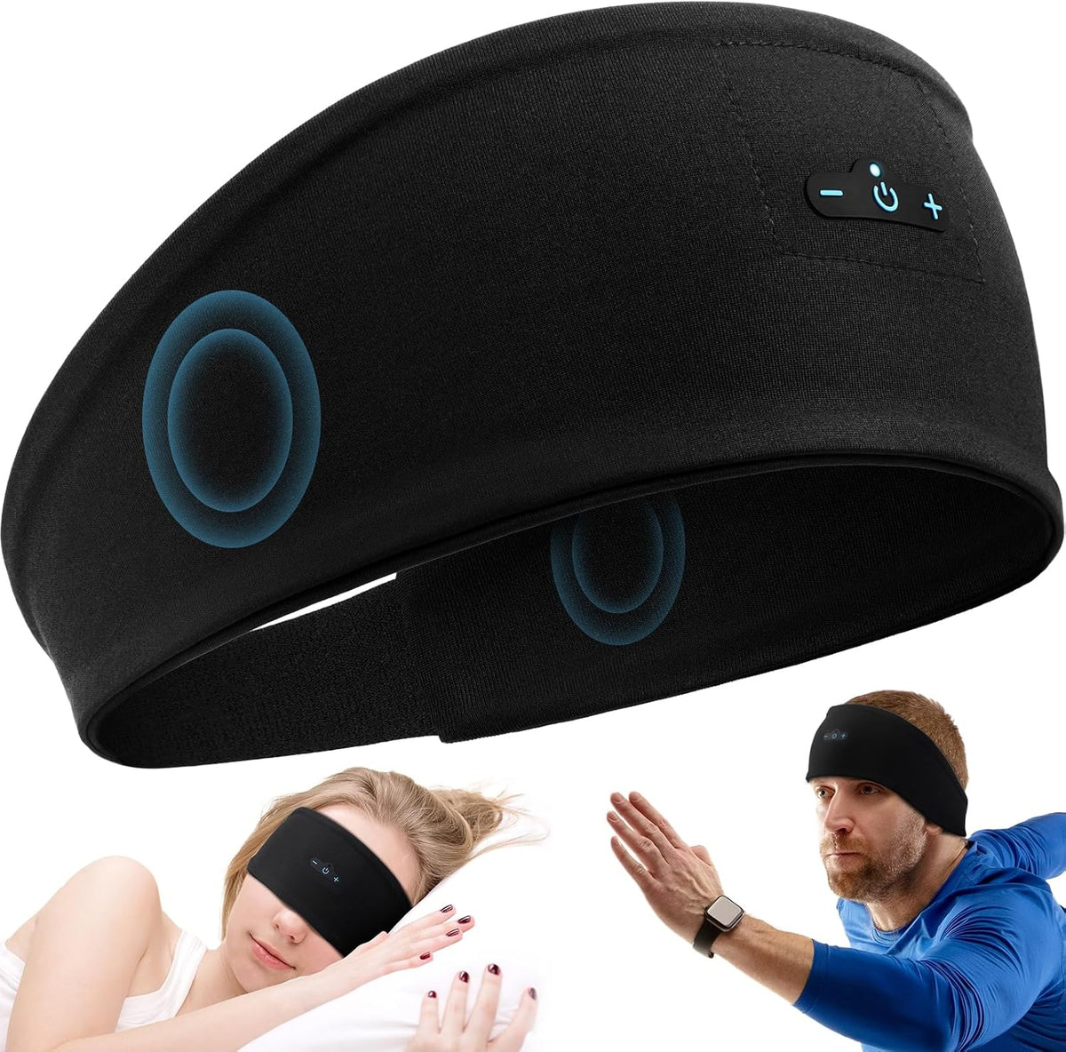 Sleep Headphones Bluetooth Headband for Side Sleeper 2-Pack, 17H Playtime, Wireless Headband Headphones with HD Stereo Speakers for Workout,Running,Yoga, Ideal Gifts for Men, Women, Teens