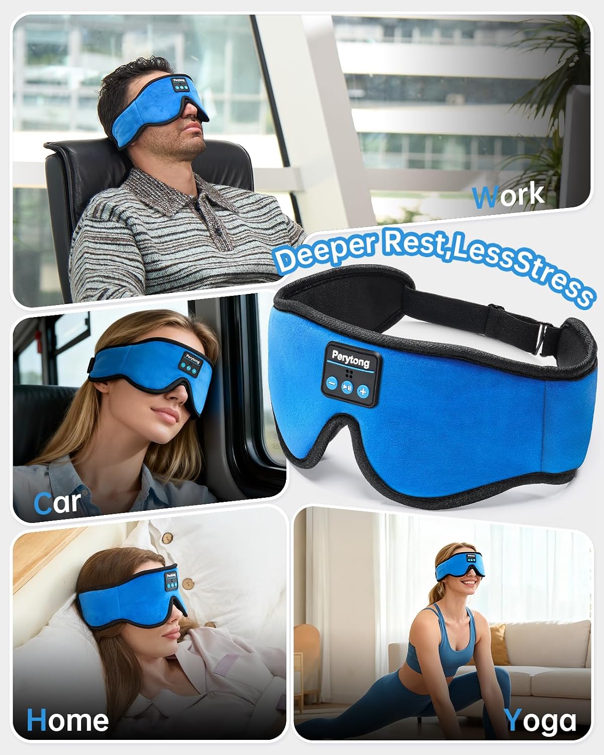 Perytong Sleep Mask with Bluetooth 5.4 Headphones, Wireless Music Sleep Eye Mask for Side Sleepers, 3D Contoured Comfort & Built-in HD Stereo Earphones, Blackout for Travel (Peach Pink)