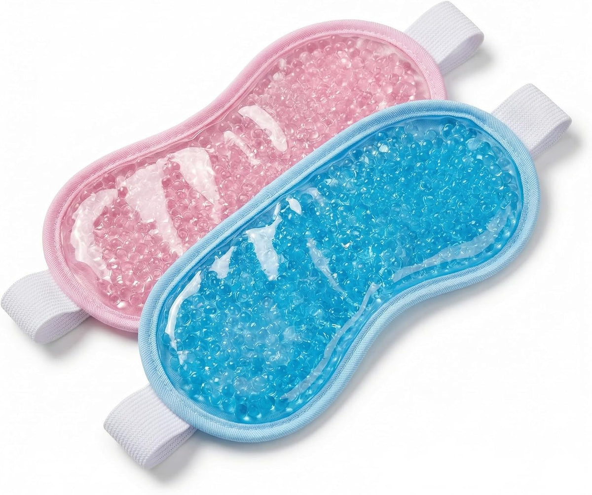 Cooling Eye Mask 2 Pack, Gel Eye Mask Cold Pack for Puffiness, Ice Eye Mask for Puffy Eyes, Hot Cold Compress for Eyes, Reusable Freezer Eye Mask Blue and Pink Color
