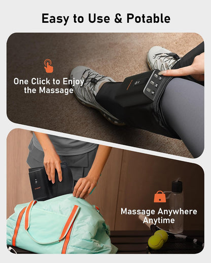 QUINEAR Rechargeable Leg Massager for Circulation and Pain Relief, Cordless Air Leg Compression with 3 Intensities & 3 Modes, Calf Massager Gift for Mom Dad Women Men FSA-HSA-Eligible