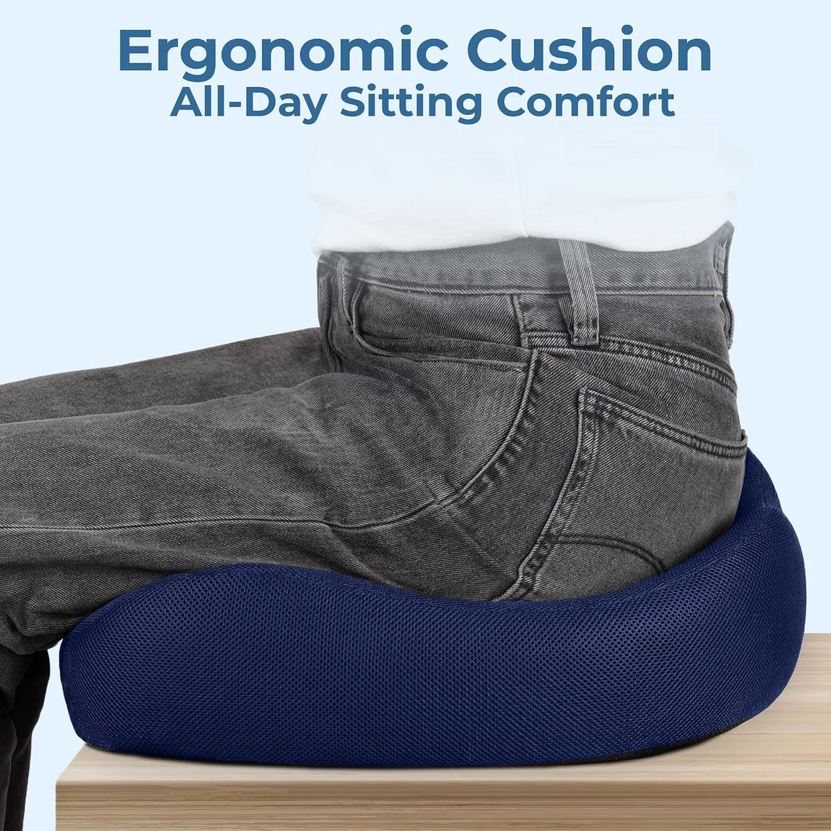 5 STARS UNITED Seat Cushion - Memory Foam Chair Cushion for Tailbone Pain Relief - Ergonomic Support for Coccyx, Sciatica & Butt - Office, Desk & Gaming Chair, Car Seat, Wheelchair, Airplane, Black