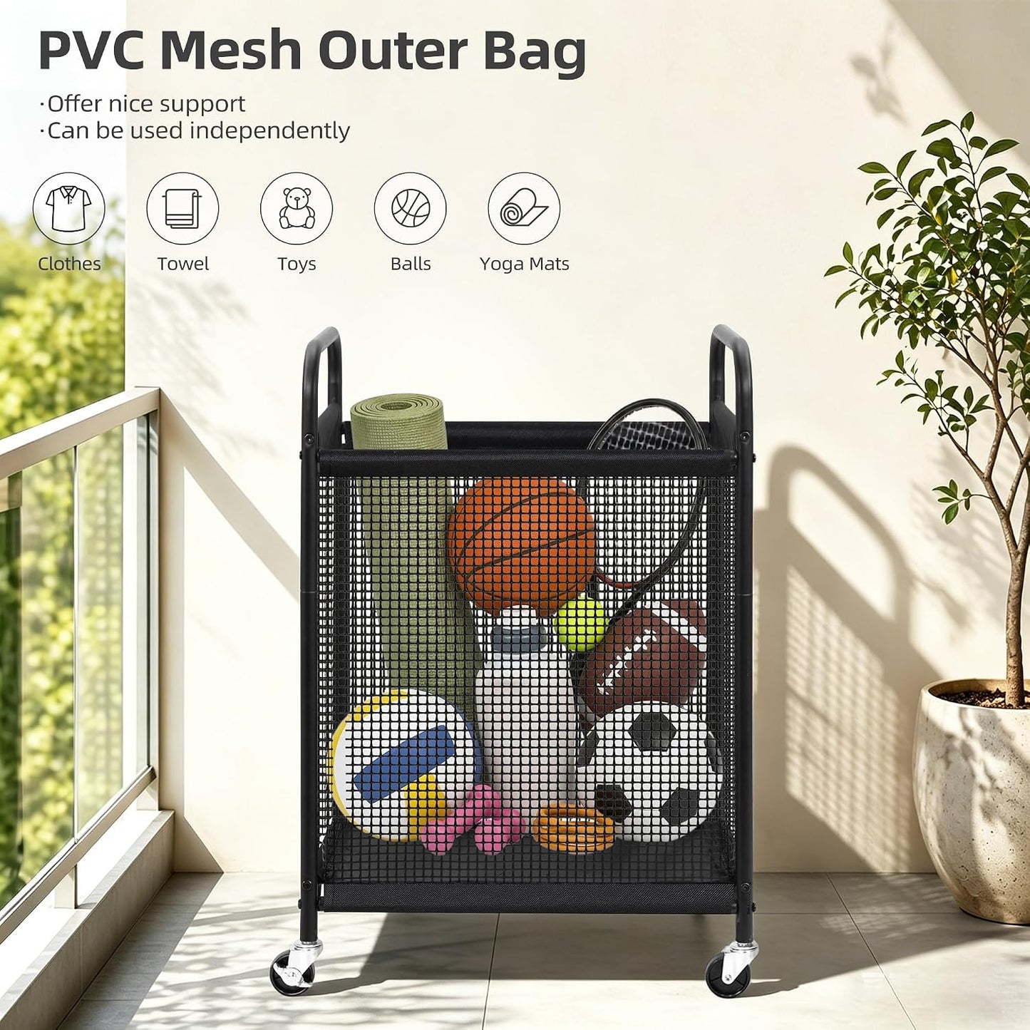STORAGE MANIAC Rolling Laundry Hamper with Wheels 2-Section Laundry Sorter Rolling Laundrys Basket on Wheels with Removable Bag Clothes Hamper Laundrys Organizer Cart Bathroom Bedroom 100L Beige