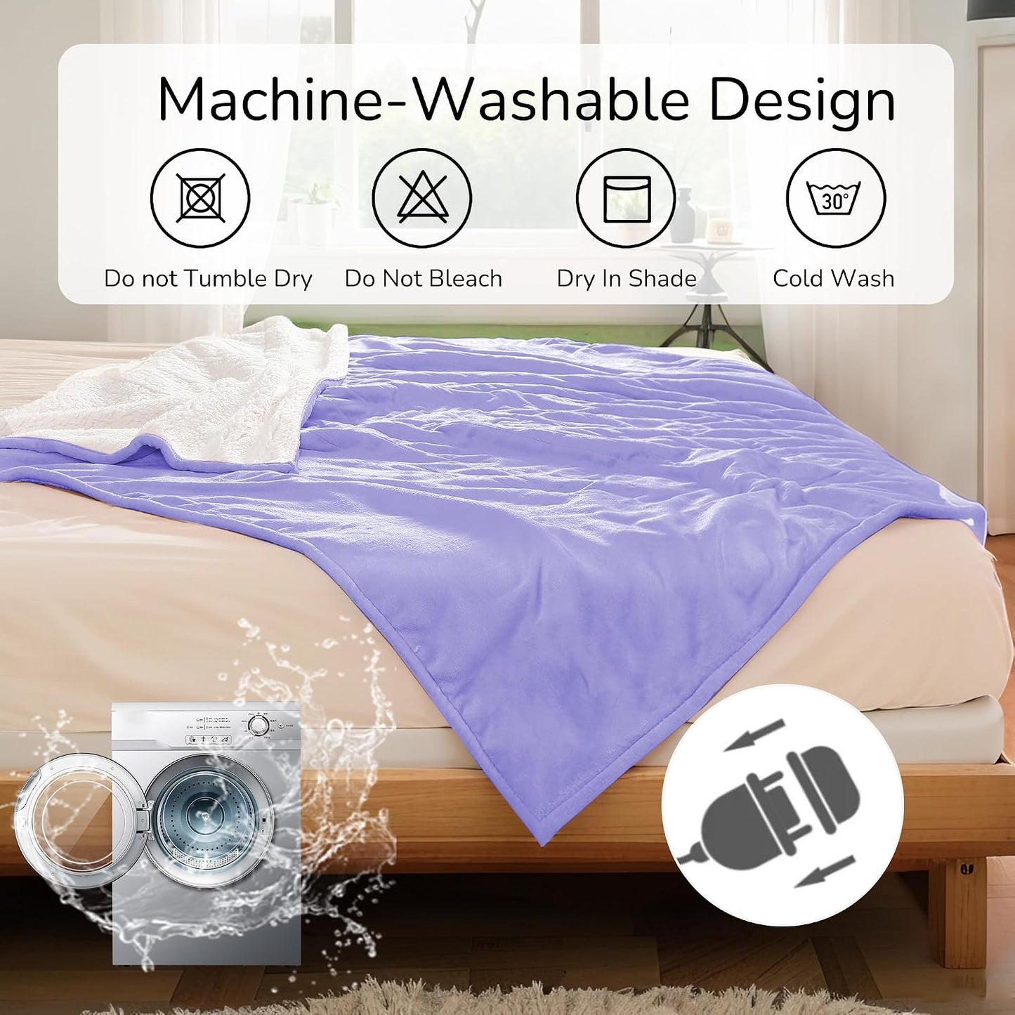 Electric Heated Blanket Full Size 72"x84" – Light Gray | ETL for Safe Overnight, 4 Heat Settings & 10H Auto Off, Dual-Sided Microplush Sherpa for Home Night, Machine washable