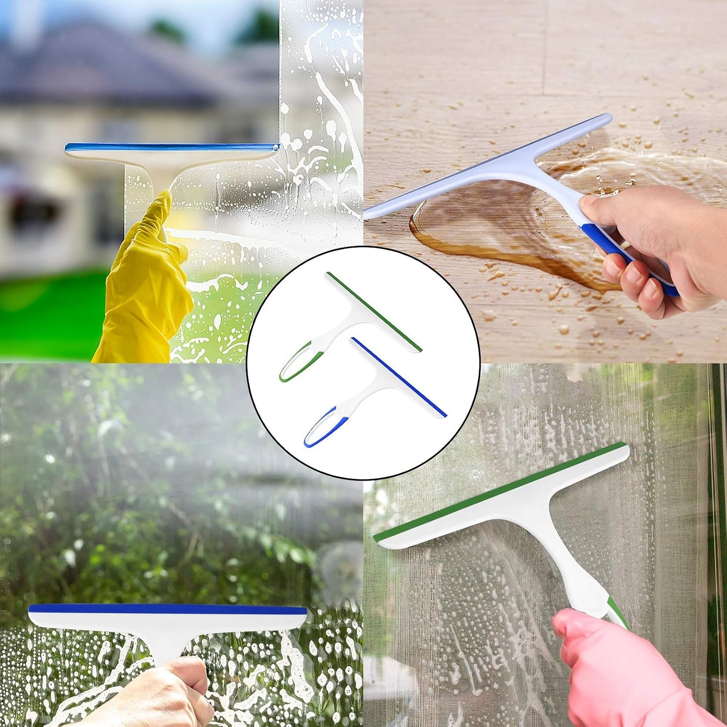2 Pcs Shower Squeegee for Shower Glass Doors,Small Squeegee,Glass Wiper | Car Window Windshield Mirror Tile Cleaner Cleaning Wiper Squeegees Tool with Hook, Window Cleaning Shower Glass Squeegees