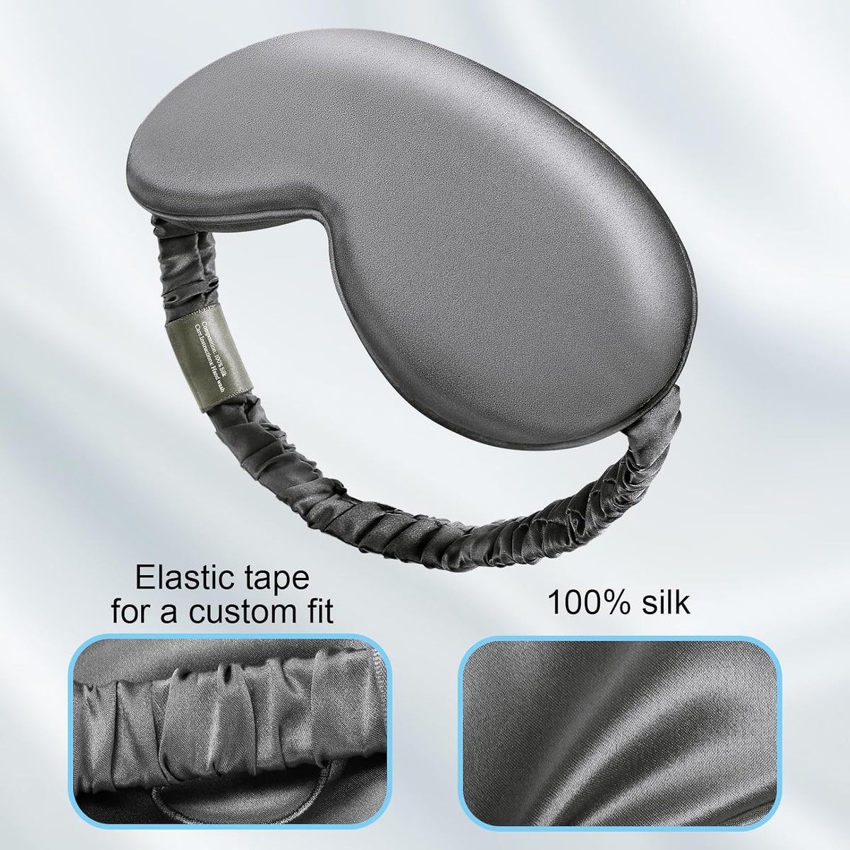Silk Eye mask for Sleeping 3D Anti Wrinkle Skin Friendly Black Out Black