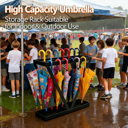 Umbrella Holder for Entryway, Black Umbrella Stand Indoor Stores Umbrellas Canes Equipped with Hooks Ideal for Home, Office , Hotel Lobby of Umbrella Storage Rack