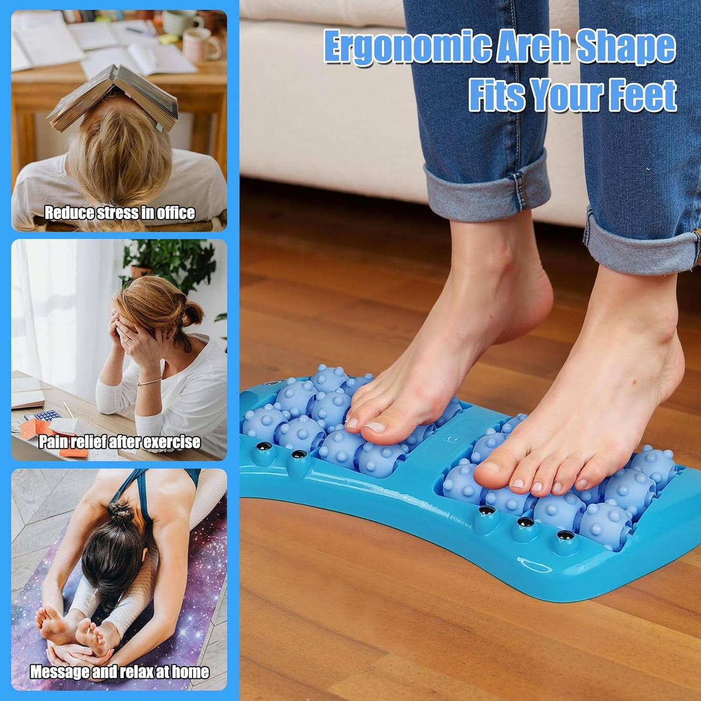Foot Roller Massager for Plantar Fasciitis Relief, Large Size Roller Foot Massage Shiatsu Acupuncture Massage, Reflexology Tool,Heel, Arch, Muscle Aches, Foot Pain, Stress Relief - Relaxation Gift