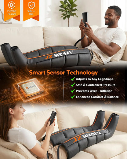 JZBRAIN Sequential Air Compression Recovery System : Professional Full Leg Compression Boots for Circulation and Pain Relief - Sequential Device for Muscle Relaxation - for Athletes,Women,Men