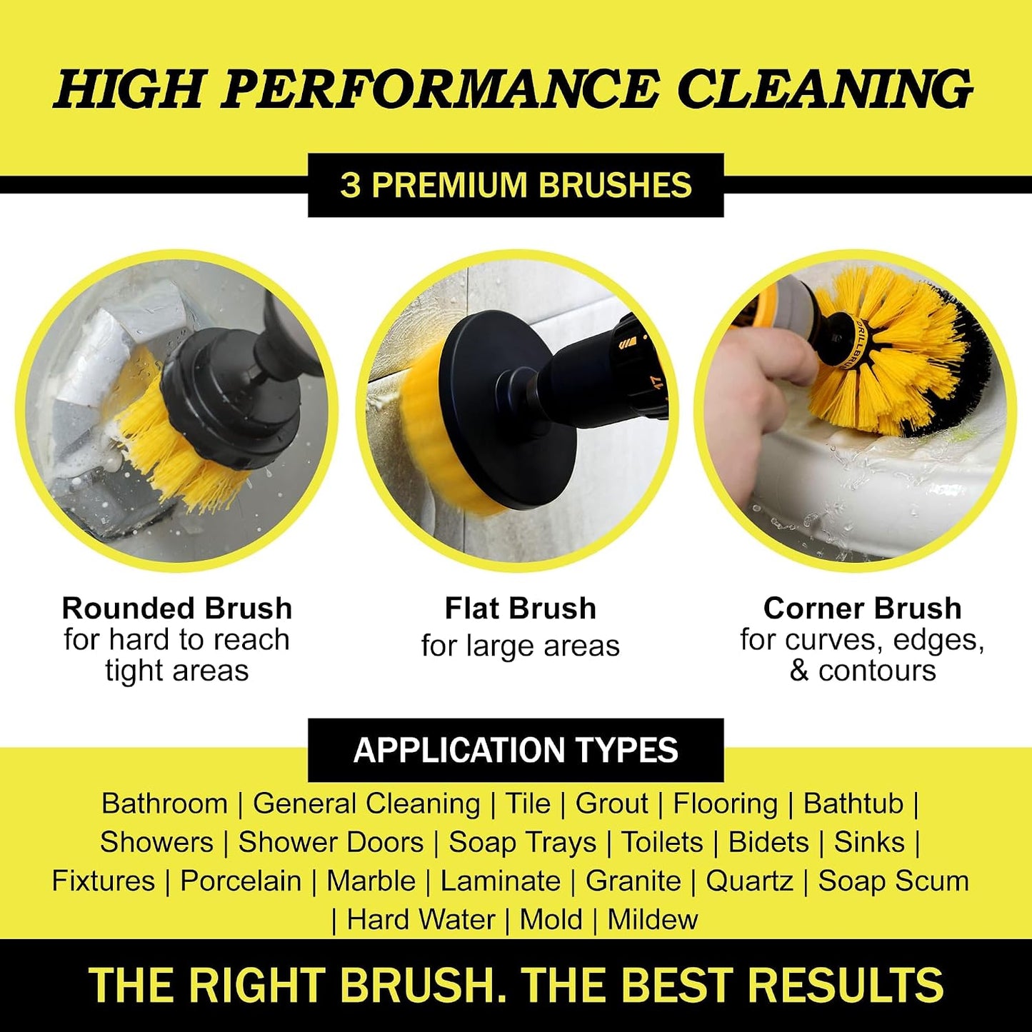 Cordless Power Spin Scrubber Drill Attachment - Electric Dish Scrubber Spin | Medium Drill Brush Attachments for Cleaning Tile, Grout, Dishes, Pots, Pans, Air Fryers, Fish Tanks, Boat Seats & Boat Hulls