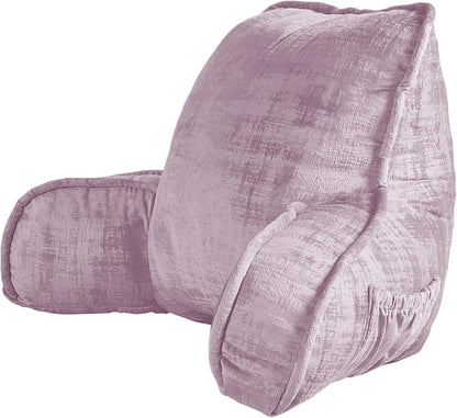 DIY Assembly Art Velvet Backrest Reading Bed Rest Pillow with Arms & Pockets, 18" H for Sitting in Bed Couch Sofa, Back Support Cushion with Removable Cover, 20"x18"x17", Aqua