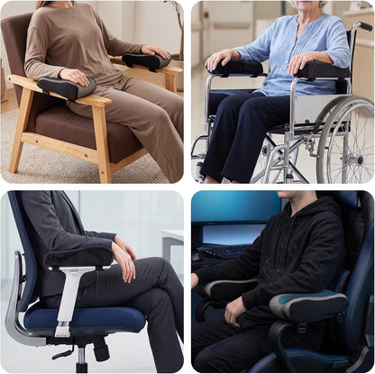 THARAHT 2pcs Ergonomic Blue Mesh Gel Memory Foam Armrest Support Pillow Anti Slip Adjustable Office Chair Games Home Wheelchairs