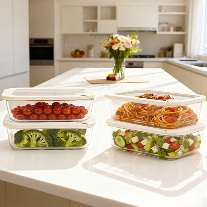 Glass Food Storage Containers with Glass Lids, Microwave Safe Food Container Set, Aitight Meal Prep Container Set, BPA Free, 2 extra Colanders, LeakProof, 2 Pack of 60oz