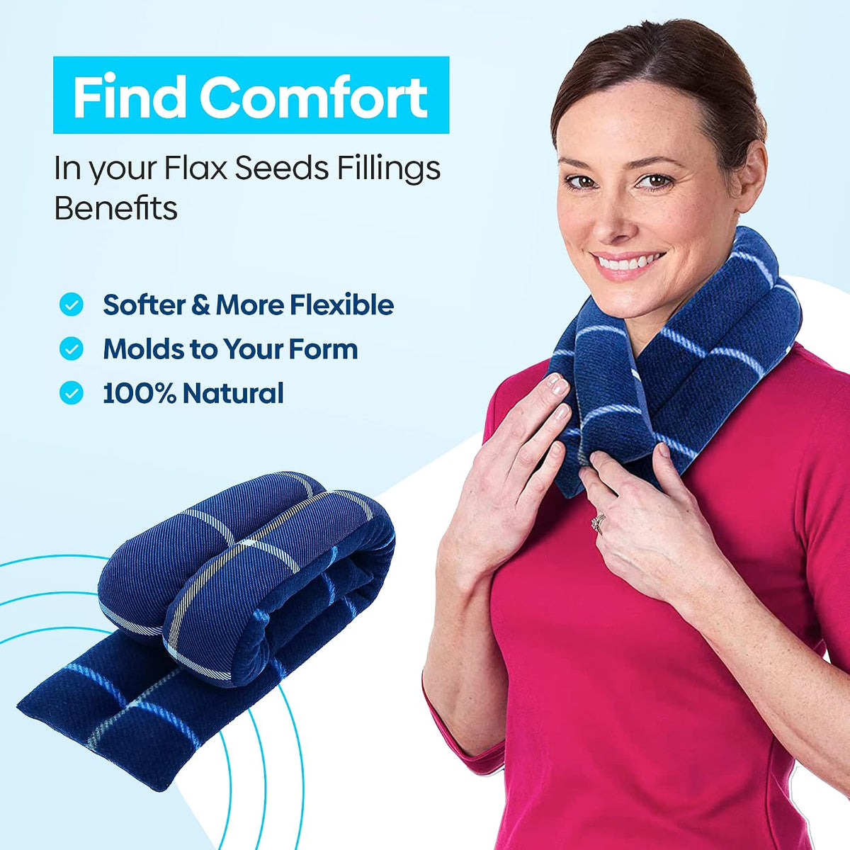 SunnyBay Microwavable Heating Pads, Microwavable Moist Heated Neck and Shoulder Wrap, Versatile Weighted Beanbag Cold Pack or Warm Compress, 2.2 lbs, 26x4 Inches, Navy Blue