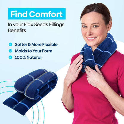SunnyBay Microwavable Heating Pads, Microwavable Moist Heated Neck and Shoulder Wrap, Versatile Weighted Beanbag Cold Pack or Warm Compress, 2.2 lbs, 26x4 Inches, Navy Blue