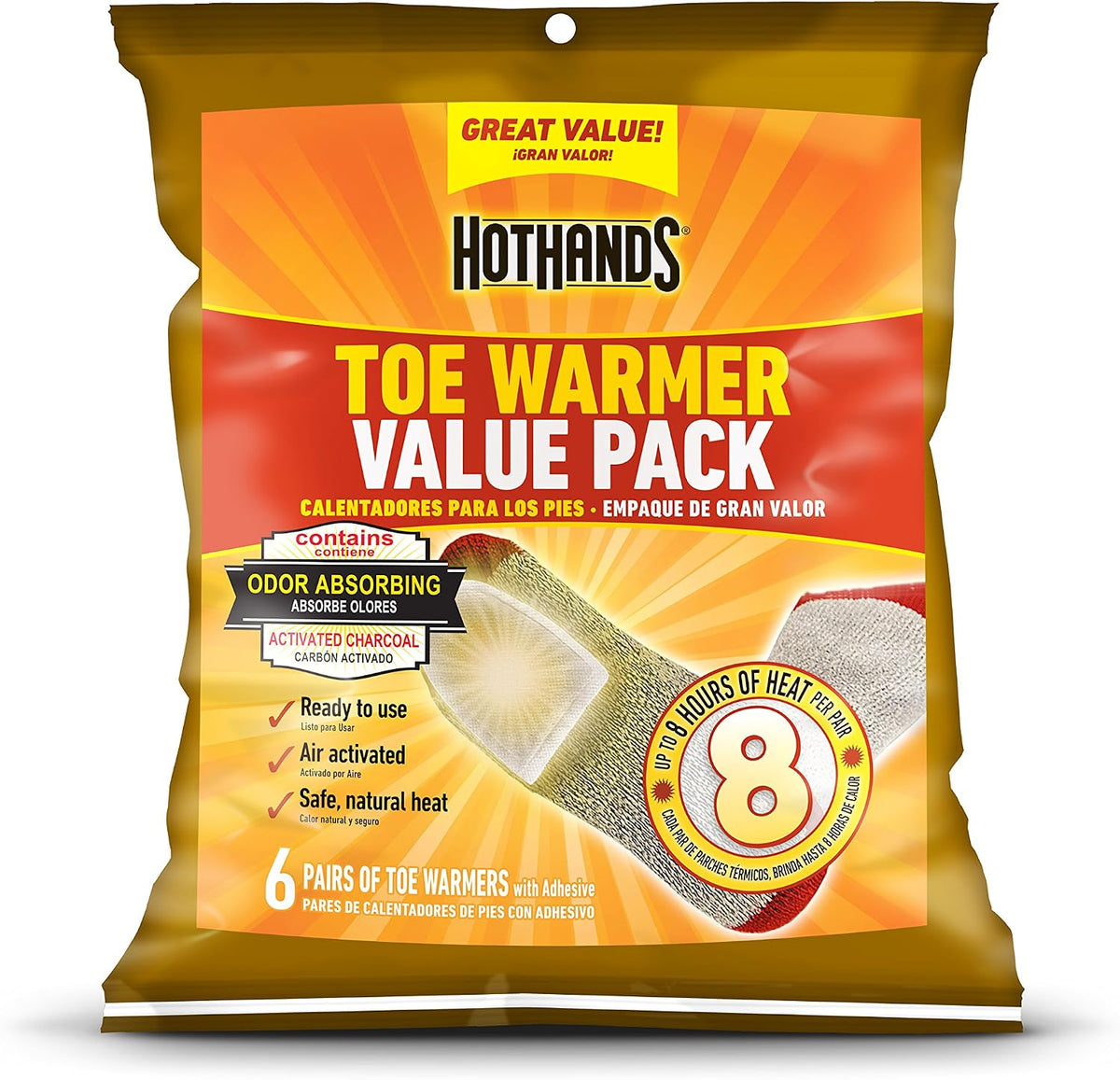 HotHands Toe Warmers Value Pack, 6 Pair - America's Favorite Warmer