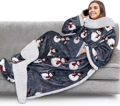 PAVILIA Fleece Blanket with Sleeves, Foot Pockets for Women Men Adults, Plush Wearable Blanket Throw Wrap, Warm Snuggle Blanket Robe, Cozy Gift Ideas Wife Mom, Dark Purple