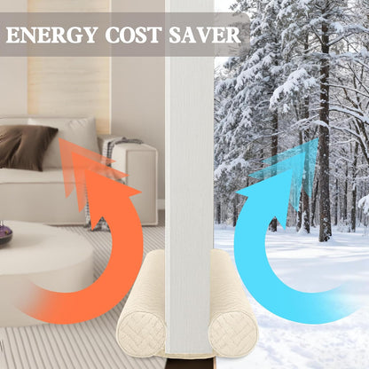 Ciieyuo Under Door Draft Stopper, Door Stoppers for Bottom of Door, 30"-36" | Velvet under door gap filler, white beige, blocker cold air, light, smoke and noise, easy slide-on install
