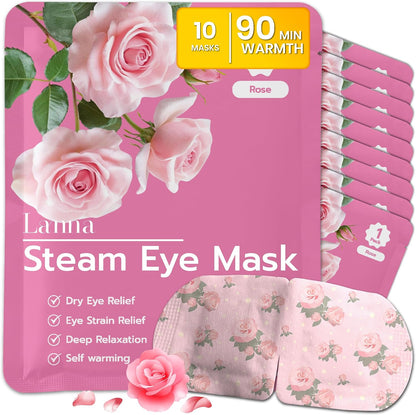 LANNA Heated Steam Eye Mask, Disposable 120 Minutes, Lavender Scent, 5 Pcs