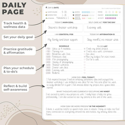 Clever Fox Self-Care Journal PRO for Women, Mental Health, Seashell | Guided daily life reflection, wellness, gratitude, and mood prompts, habit tracker, 7x10 in, eco leather hardcover