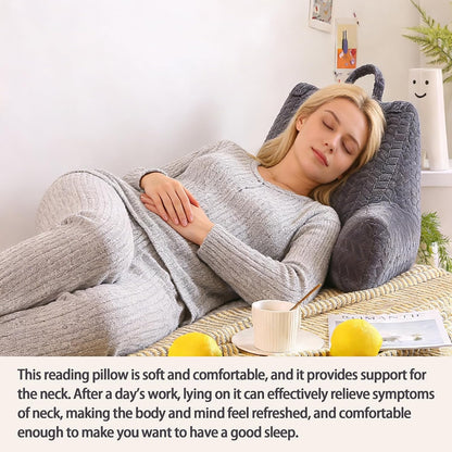 Black Bed Reading Pillow for Adults, Memory Foam Backrest Pillow with Armrests for Sitting Up in Bed, Back & Arm Support, Removable Washable Pillowcase for Sofa Seats