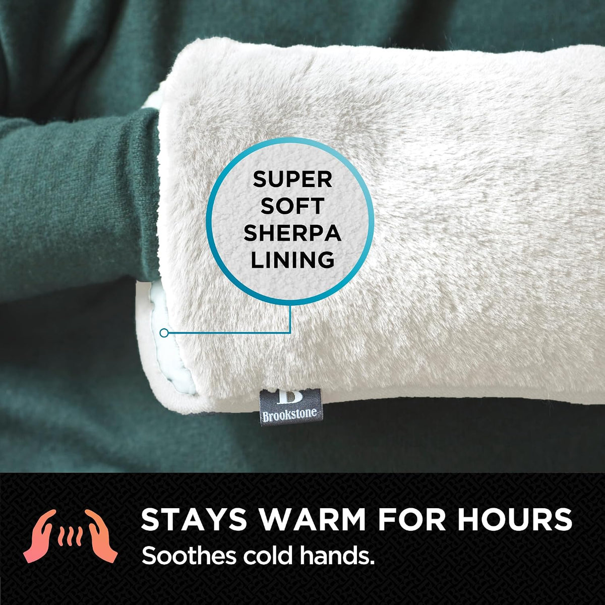 Brookstone Faux Fur Hand Warmer Muff with Microwavable Gel Pack